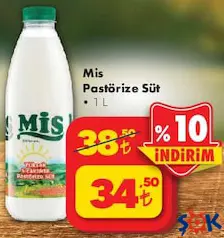 MİS PASTÖRİZE SÜT 1 L